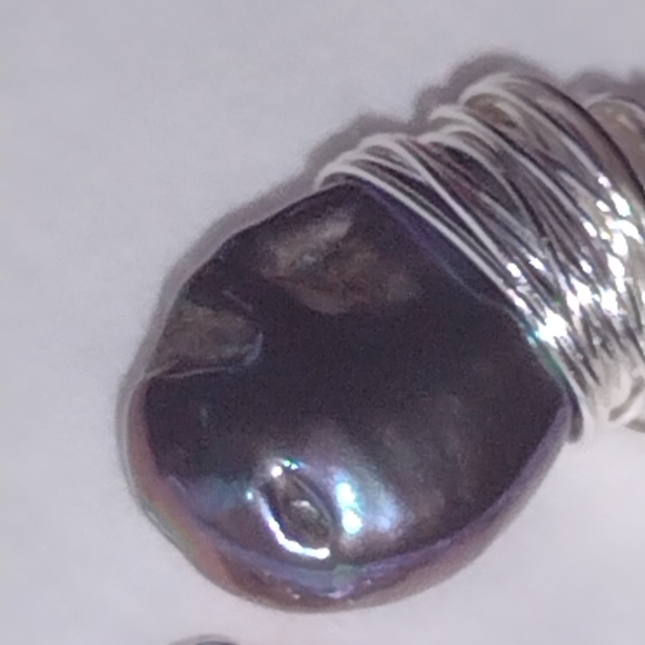 Tahitian Blister Pearl Set in Sterling Silver Diam - Picture 12 of 15